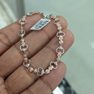 Real Natural Diamond 10kt Gold Heart Bracelet For Women